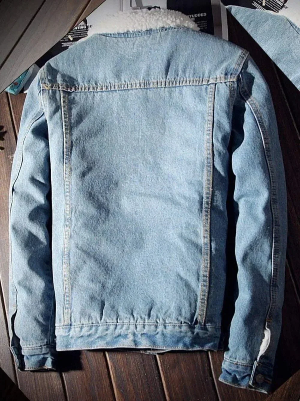 Cozy Sherpa Lined Denim Trucker Jacket for Men - Thick, Stylish Outerwear